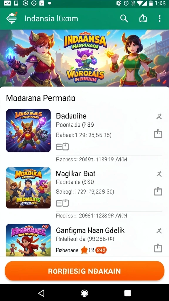 Layar permainan yang menunjukkan karakter unik dalam aksi.